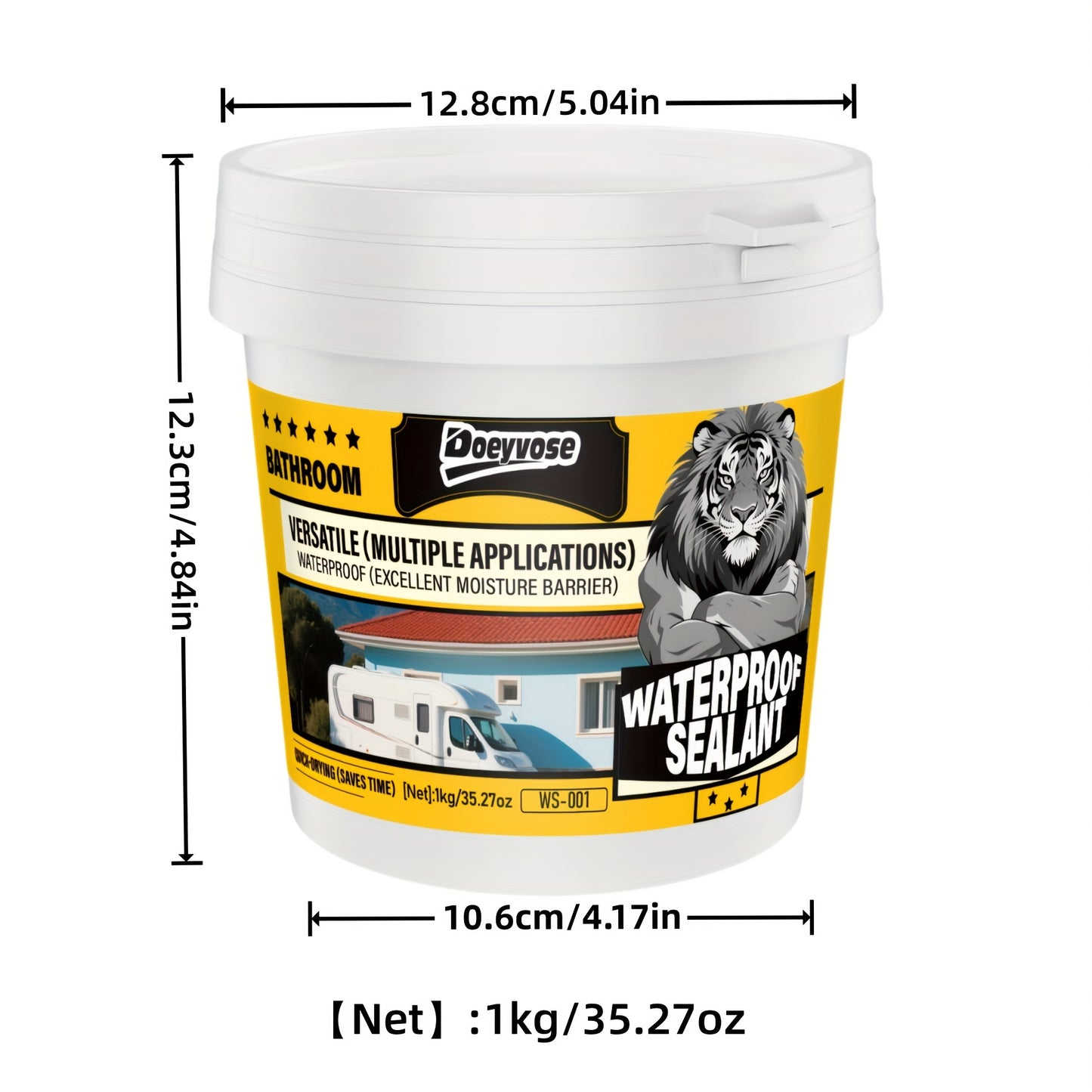 Doeyvose 1kg/35.28oz Heavy-Duty Waterproof Sealant - White Quick-Dry Multi-Purpose Instant Leak Repair for Roofs, Floors,, RV, Boat, Shower - Strong Bonding Agent, Paintable & Coating (No Color Change)
