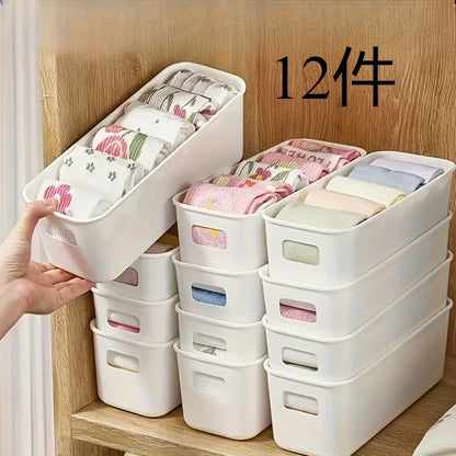 12pcs White Plastic Storage Boxes, Multi-Purpose Storage Boxes, Home Organization, Space Saving Storage Boxes