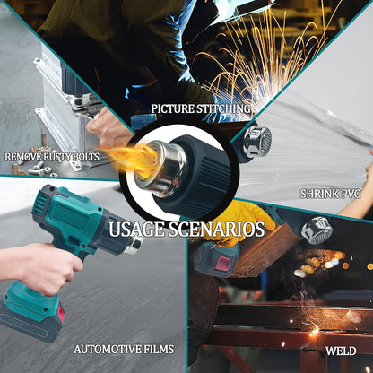 Cordless Heat Gun, Hot Air Gun Compatible With Makita 18V Battery, Dual Temp Setting Max 1022°F (550°C), 3 Nozzle For Crafts, Shrinking PVC, Wrapping And Paint Stripping (No Battery)