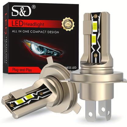 S&D 2pcs H4 LED Bulbs 9003/HB2 LED Fog Lights 30000LM LED Headlight Bulbs CSP Fanless with Canbus High And Low Suitable for Audi, for Honda, for H4 LED Headlight Aluminum Alloy Body, Without Battery, Headlight Bulb