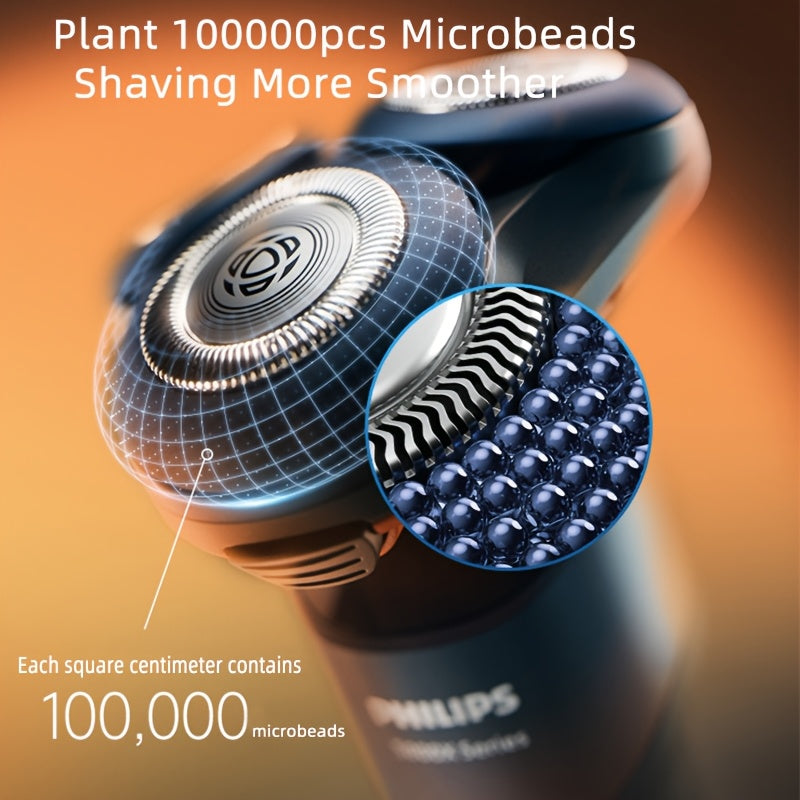 For PHILIPS Shaver 5000X series X5005/05 Light BeigeEase Muscle Soothing Technology 360° Floating Head with Microbead Protective Coating, 27 Blades, 56,000 Cuts Per Minute, 50-Min Runtime on 1-Hour Charge, Travel Lock Sidebu