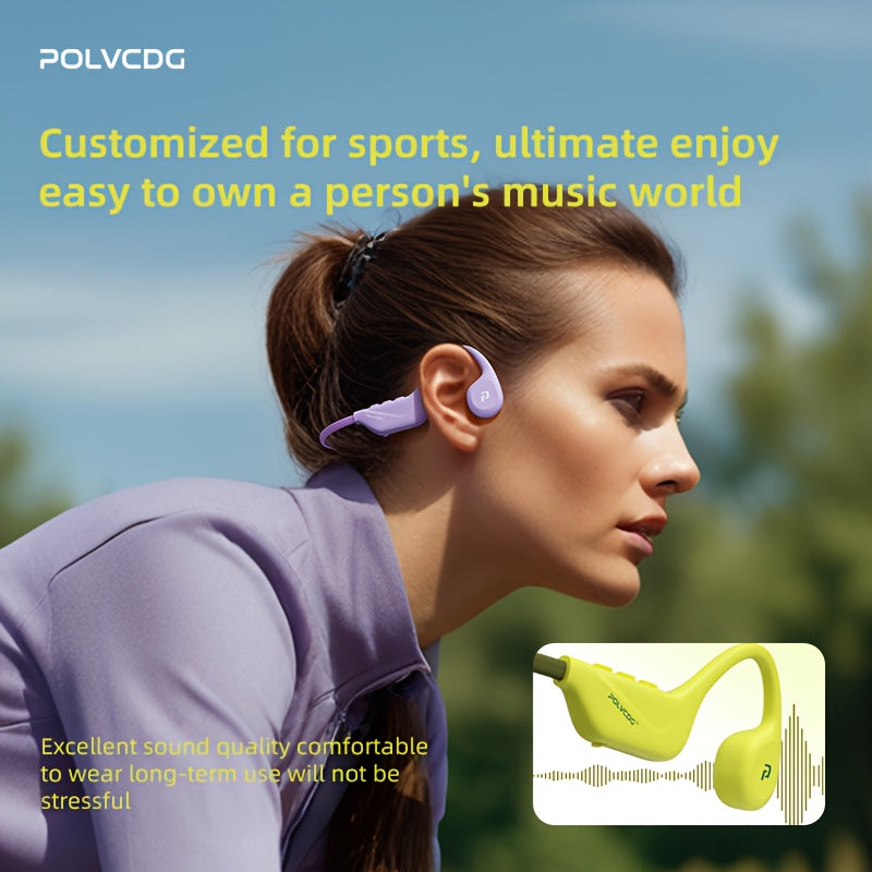 POLVCDG Audio Wireless Bone Conduction Headset - IPX5, Long Battery Life, Open Design, Signal Stability, Noise Isolation, Push Button Control, Tangle-Free Cable, Type-C Charging, Compatible with Cellphones, Sports Headphones