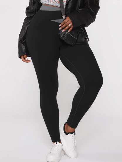Stylish High-Waisted Tummy Control Women's Pants with Color Block Design - Perfect for Holidays and Casual Outings, Holiday Outfit, Walking Trousers, Trendy Bottoms, Comfortable Material, Stretch Fabric, Elastic Waistband, Fi