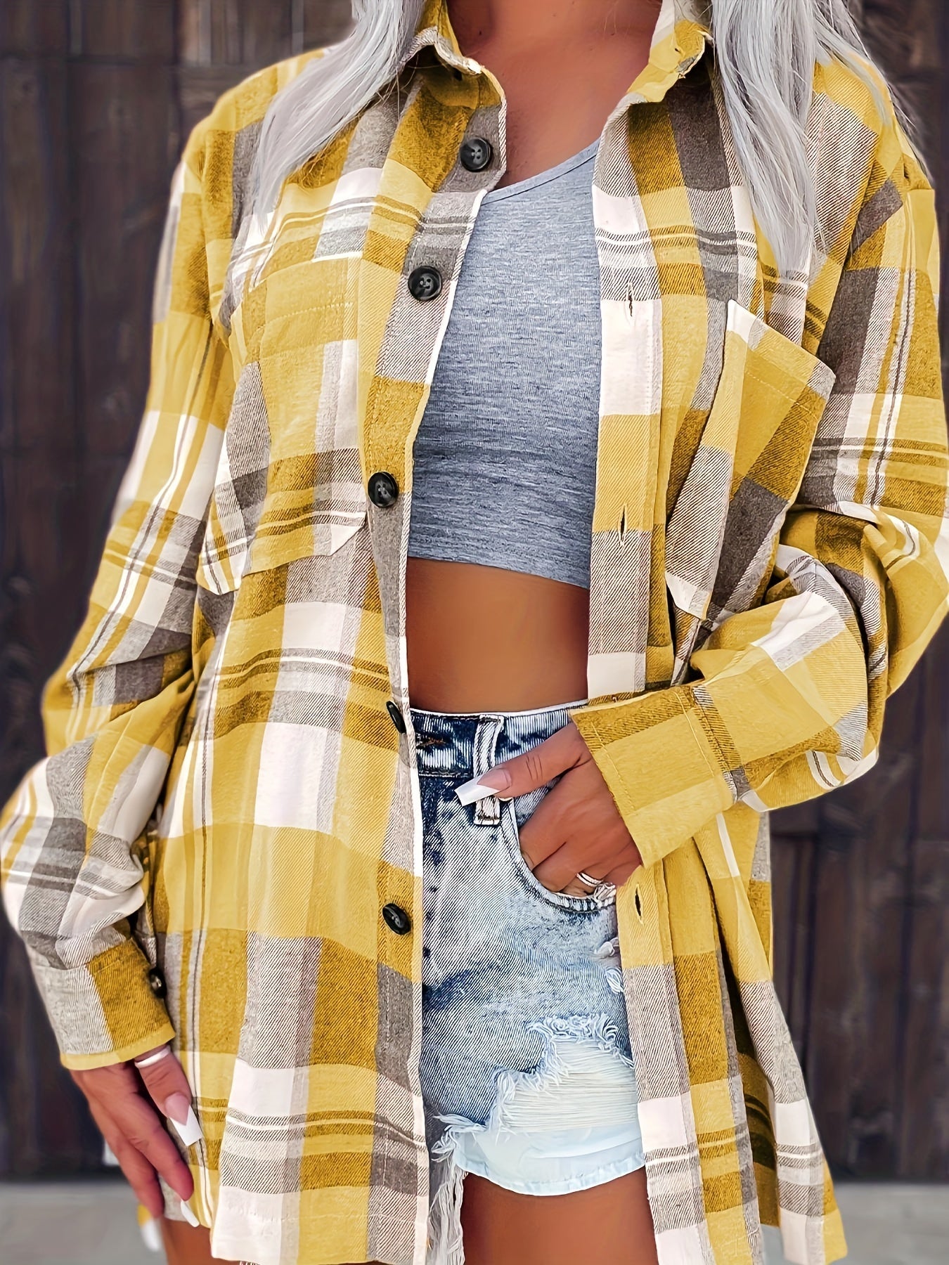 Women'S Casual Pink Plaid Button-Up Shirt - Short Sleeve Summer Top with Collar, Lightweight & Breathable Fabric for Casual Attire, Short Sleeve Blouse