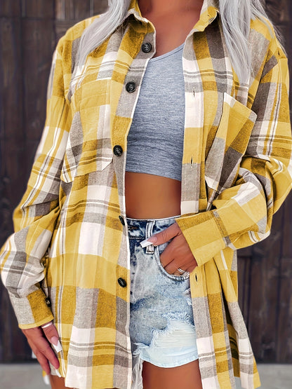 Women'S Casual Pink Plaid Button-Up Shirt - Short Sleeve Summer Top with Collar, Lightweight & Breathable Fabric for Casual Attire, Short Sleeve Blouse