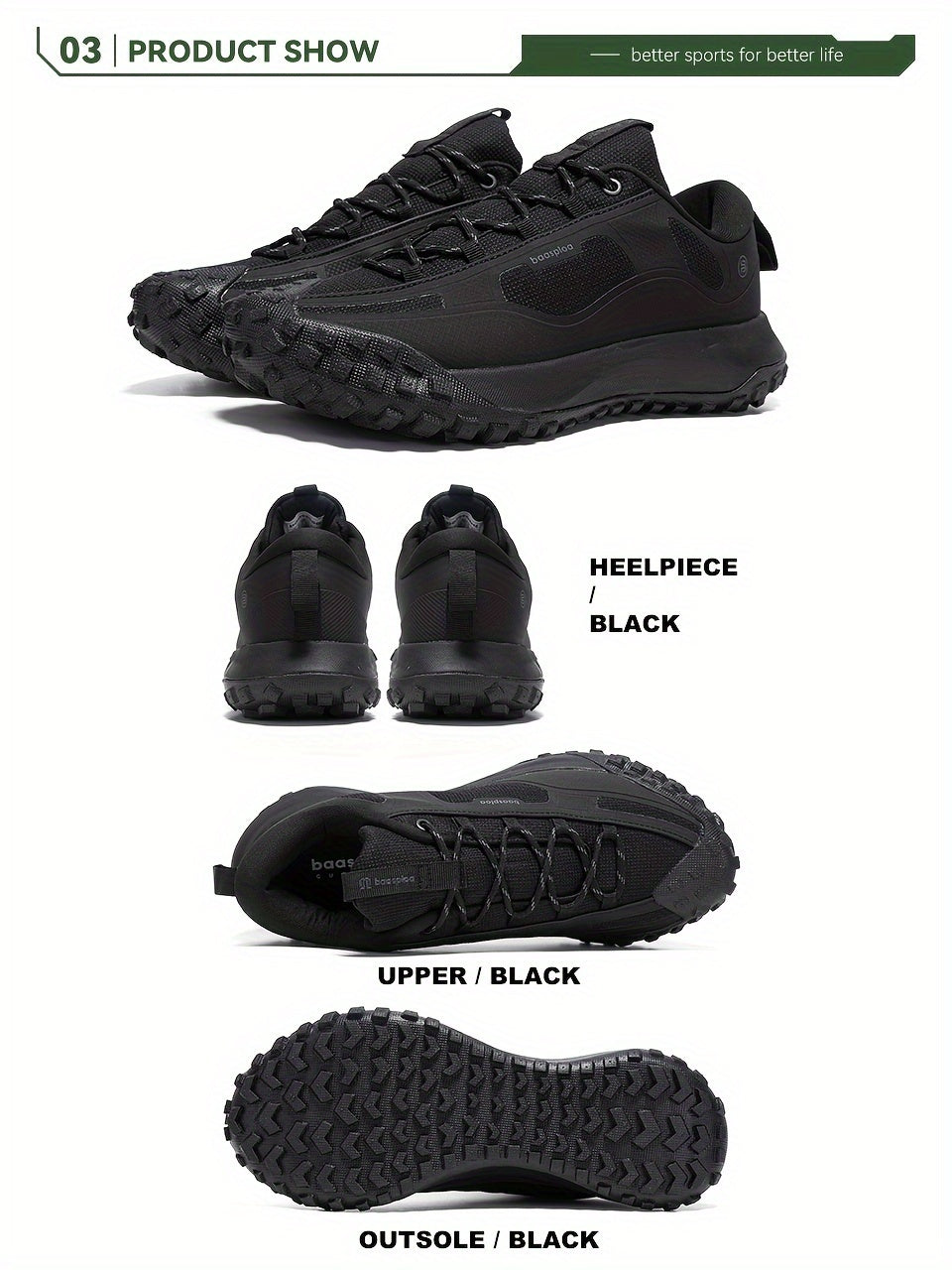 BAASPLOA Men'S All-Season Hiking & Outdoor Walking Shoes - Casual Lace-Up Camp Sneakers, Solid Fabric Upper, Breathable Inner, Non-Slip MD Sole, Low Top, for Daily Leisure Activities