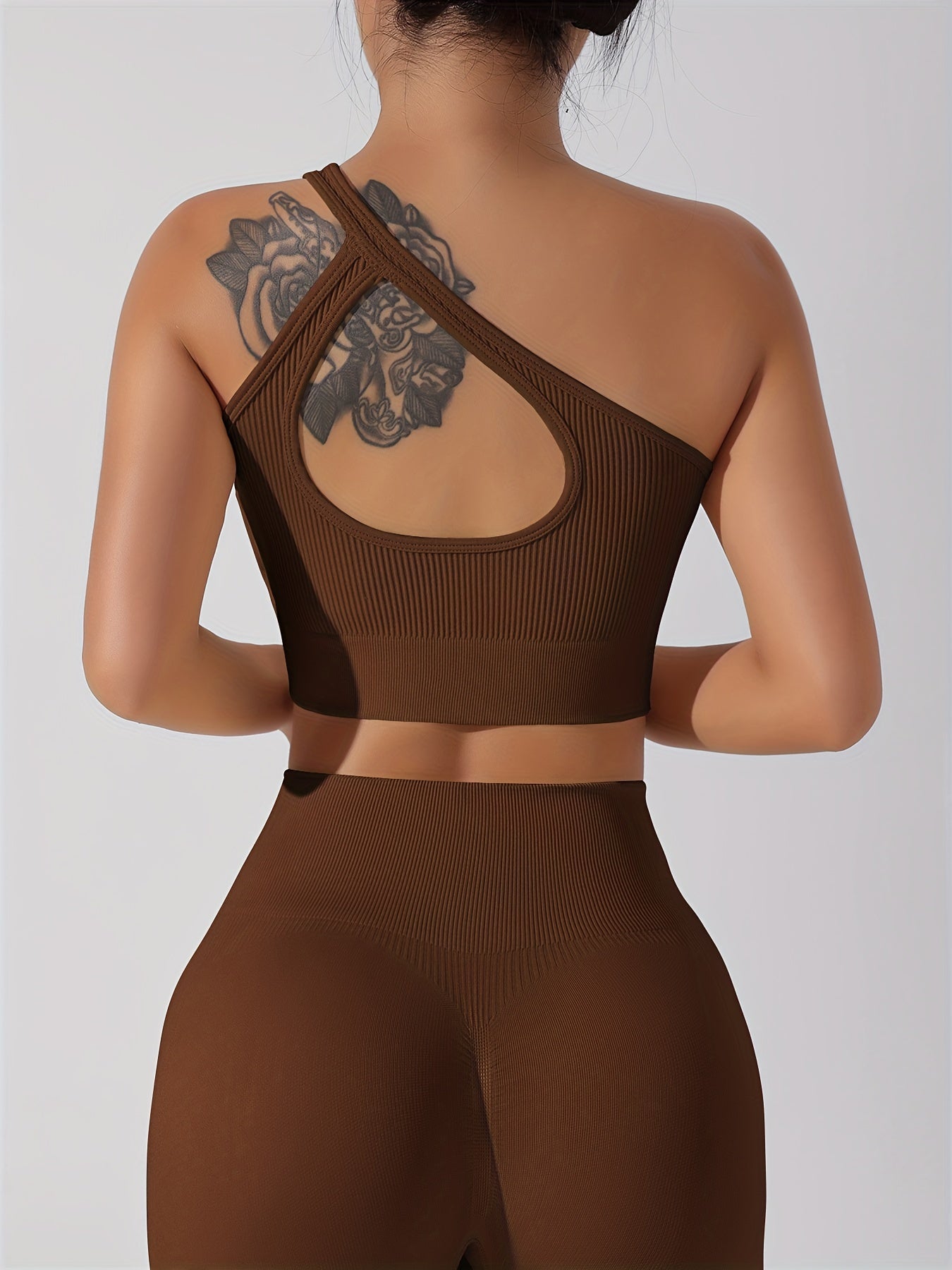 Women's 2pcs Yoga Set: Sexy One-Shoulder Sports Bra & High-Waist Butt Lifting Leggings - Stretchy, Non-See-Through Activewear