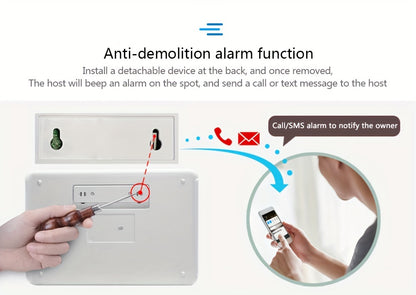 WiFi + GSM Auto-dial Smart Home Security Alarm System 433MHz LCD Display Alarm Panel Door Window Sensor PIR Motion Sensor Kit APP Remote Control Compatible With Alexa Google Home