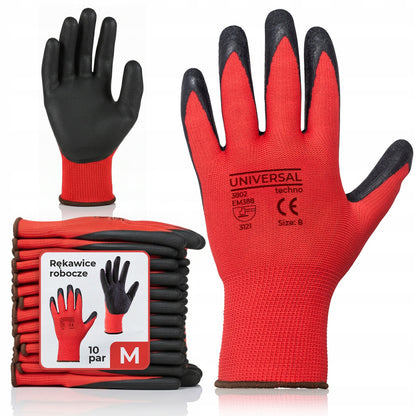 Work Gloves Latex Gardening, Set of 24pcs, Size M, Coated with Latex for Better Grip And Abrasion Resistance, Elastic And Breathable, Made of Polyester Fabric, Fitting to The Hand, Providing Precision of Movements And Work Co