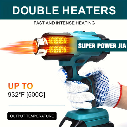 Cordless Heat Gun, Hot Air Gun Compatible With Makita 18V Battery, Dual Temp Setting Max 1022°F (550°C), 3 Nozzle For Crafts, Shrinking PVC, Wrapping And Paint Stripping (No Battery)