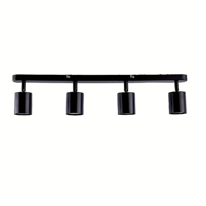 4-Head Adjustable Spotlight Ceiling Light Fixture - Modern Black Metal Semi-Flush Mount with 4 Adjustable Arms, 110-240V Hardwired, No Battery Needed, Easy Installation for Living Room, Bedroom, Office, Kitchen, Bathroom, Cei