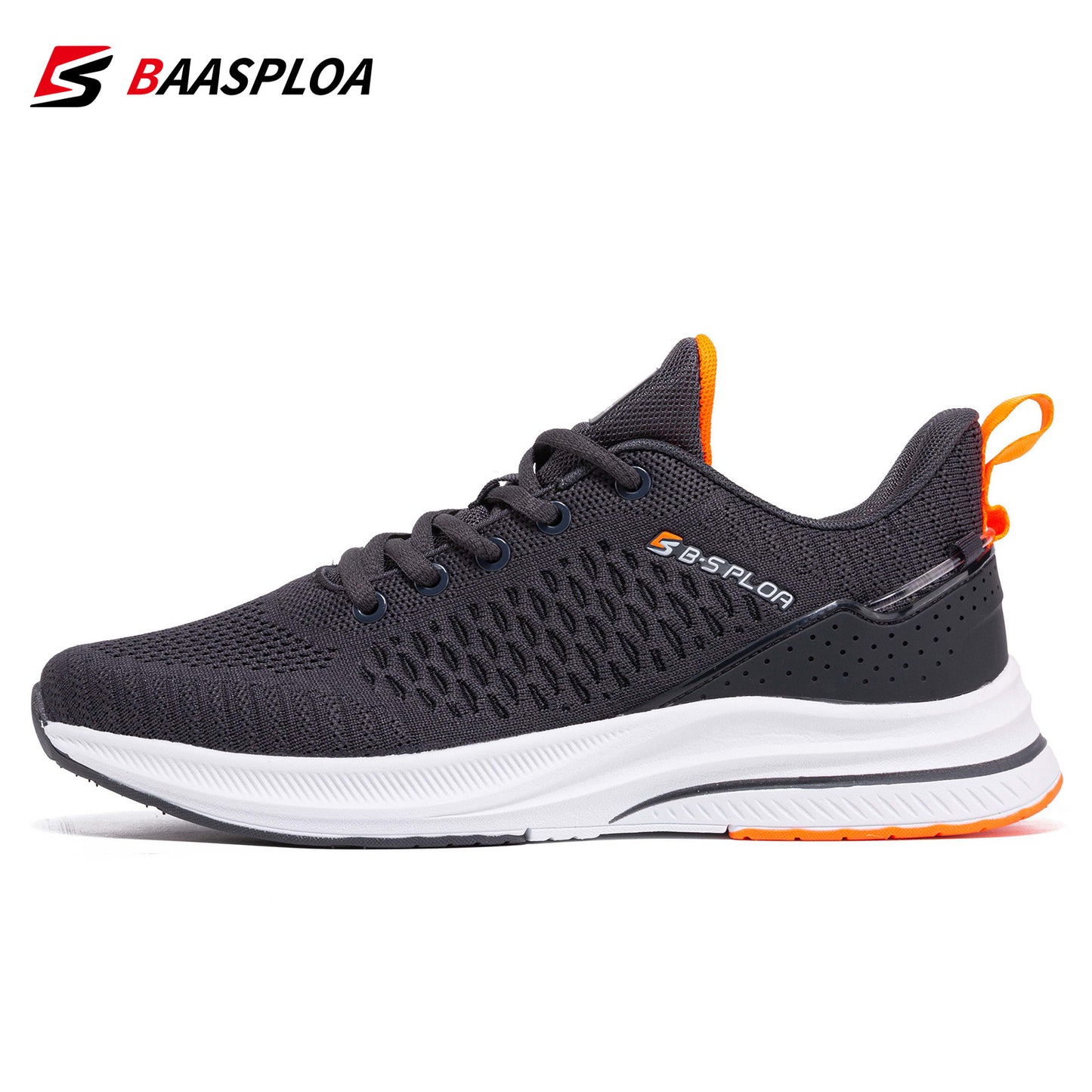 Baasploa Men's lightweight running shoes, mesh shoes with lace-up style, outdoor sports tennis shoes, lightweight and breathable, suitable for daily wear
