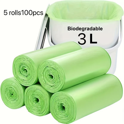 5 rolls100pcs Trash Bags, 9.99L Capacity (45.01x50.01 cm) - High-Quality, Leak-Proof, Multi-Purpose for Home, Kitchen, Office, School, Outdoor & Bathroom Use - Green Plastic Disposable Waste Bags