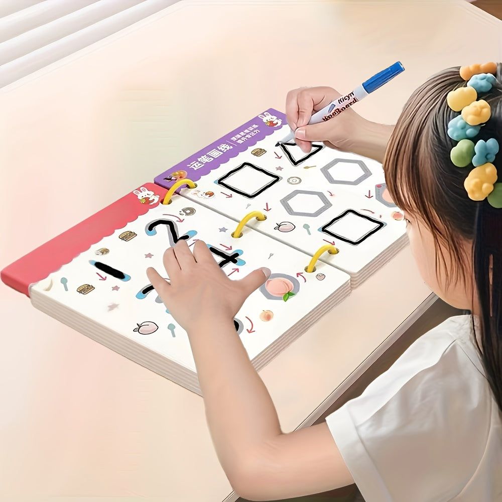 Kids' Reusable Magic Practice Workbook Set with Interactive Writing Activities - -Style Number & Letter Tracing Exercises, Color-Coding Games, ABCs & 123s Learning Book with Answer Key for Homeschool,, Classroom - Durable & E