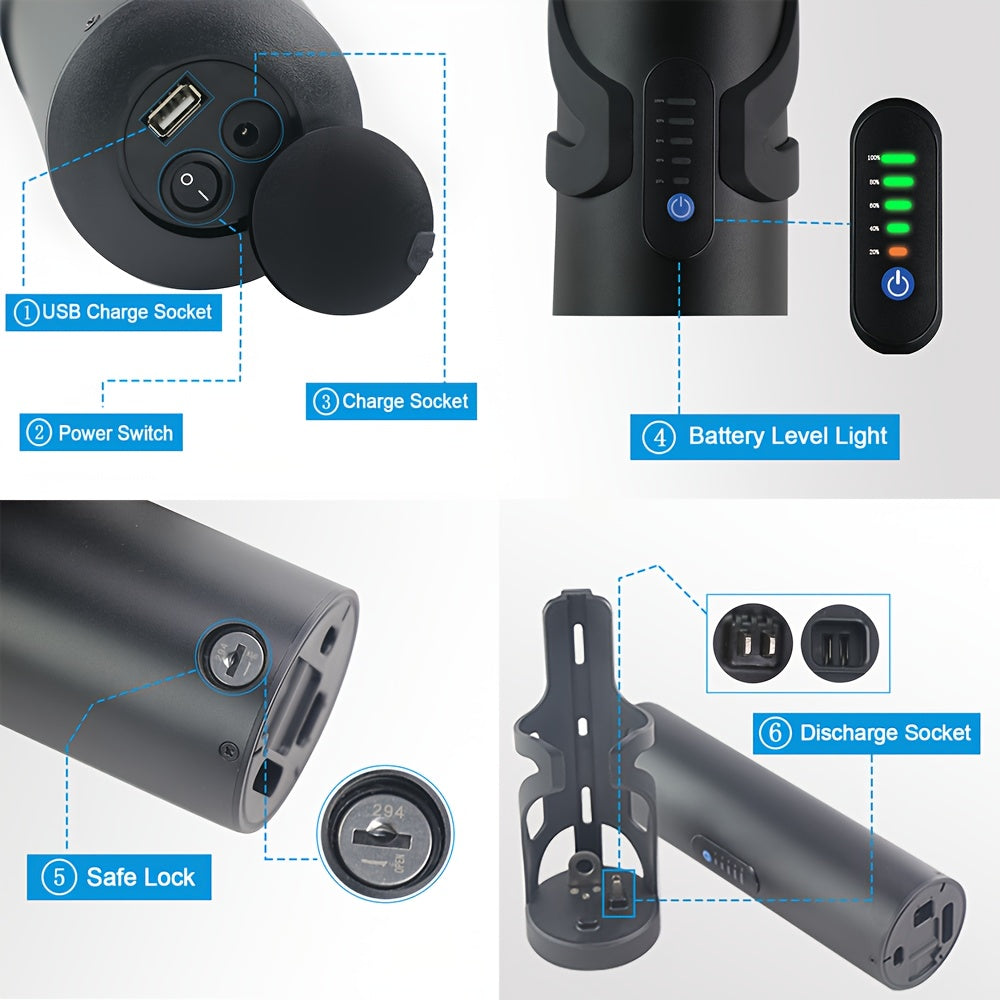 36V 10.5Ah High-Capacity E-Battery with door and lock - Compatible with 250W/350W/500W motors, Bafang BBS01 system, 800 cycle life, 5 years, lightweight and durable aluminum construction, 20A fast charging, compatible with front/rear wheel motors.