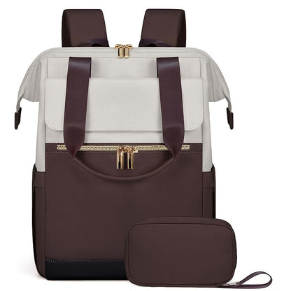 Stylish Women'S Convertible Laptop Backpack - Soft Shell Nylon, Multiple Compartments, Zipper Closure, Ideal for School, Travel & Leisure, Available in Gray, Pink, Blue, Red, Black, Backpack for School