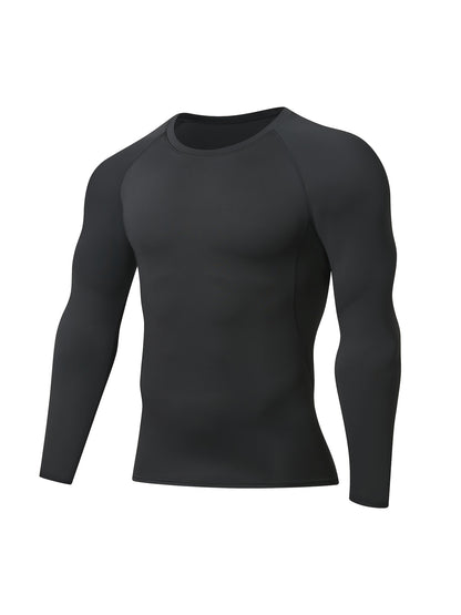 Men's Slimming Long Sleeve T-shirt, Compression Sweat Fitness Training Base Layer, Men's Waist Sculpting Sports Shapewear
