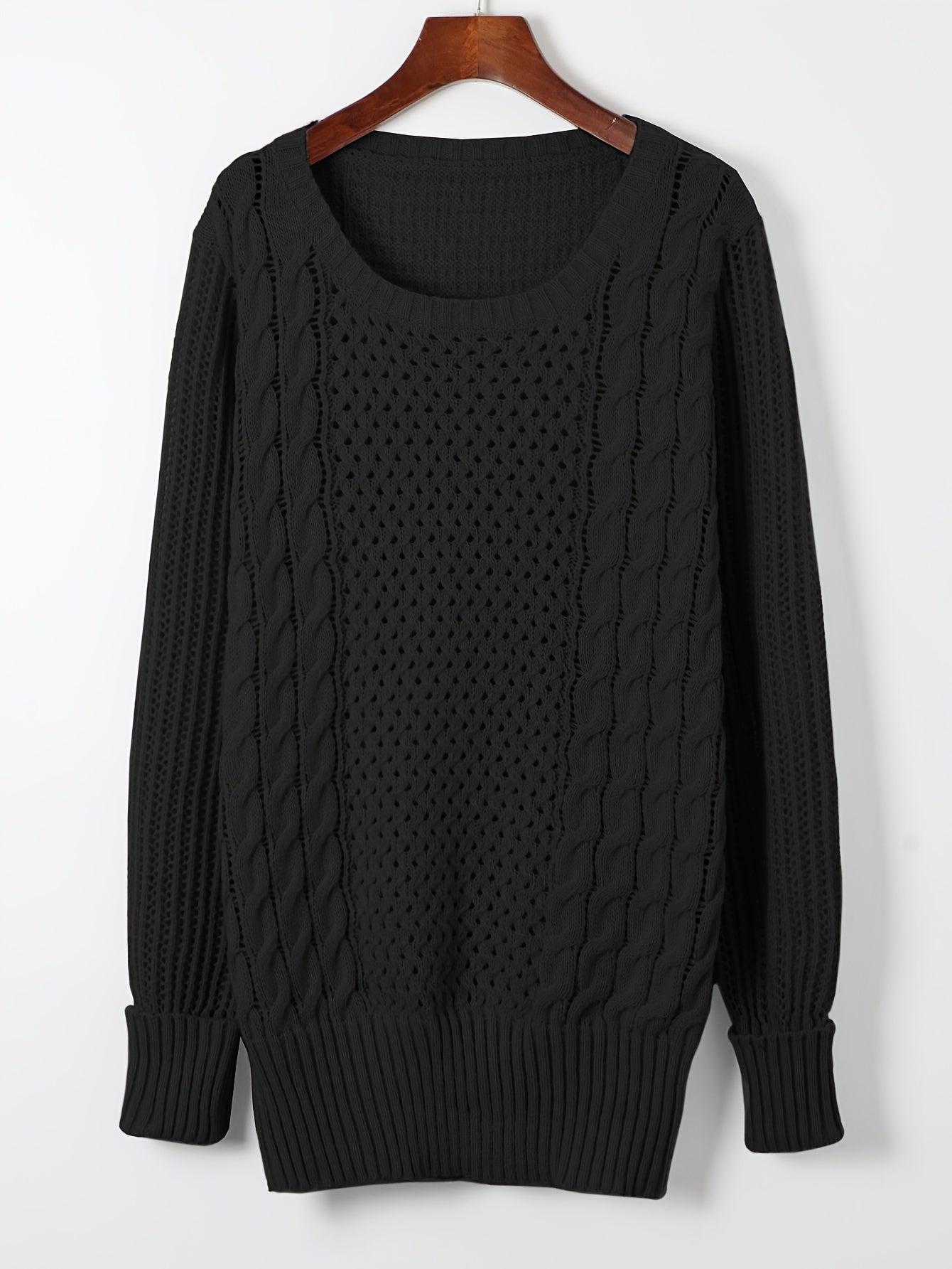 Elegant Pink Knit Sweater Dress for Women - Casual Long Sleeve, Round Neck, Bodycon Midi with Cable Knit Pattern, Perfect for Fall/Winter, 100% Polyester