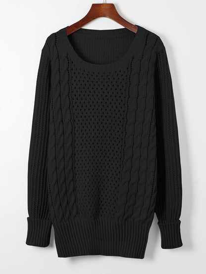 Elegant Pink Knit Sweater Dress for Women - Casual Long Sleeve, Round Neck, Bodycon Midi with Cable Knit Pattern, Perfect for Fall/Winter, 100% Polyester