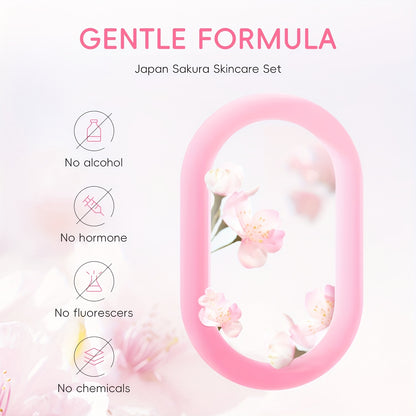 Kit de cuidados de pele LAIKOU Sakura com 3 peças - Kit de viagem com sérum, creme facial e creme de olhos (17ml, 30g - Niacinamida e Vitamina C, Ácido Hialurónico, Todos os tipos de pele, Unissexo, Essenciais de beleza | Estética Rosa | Kit compacto