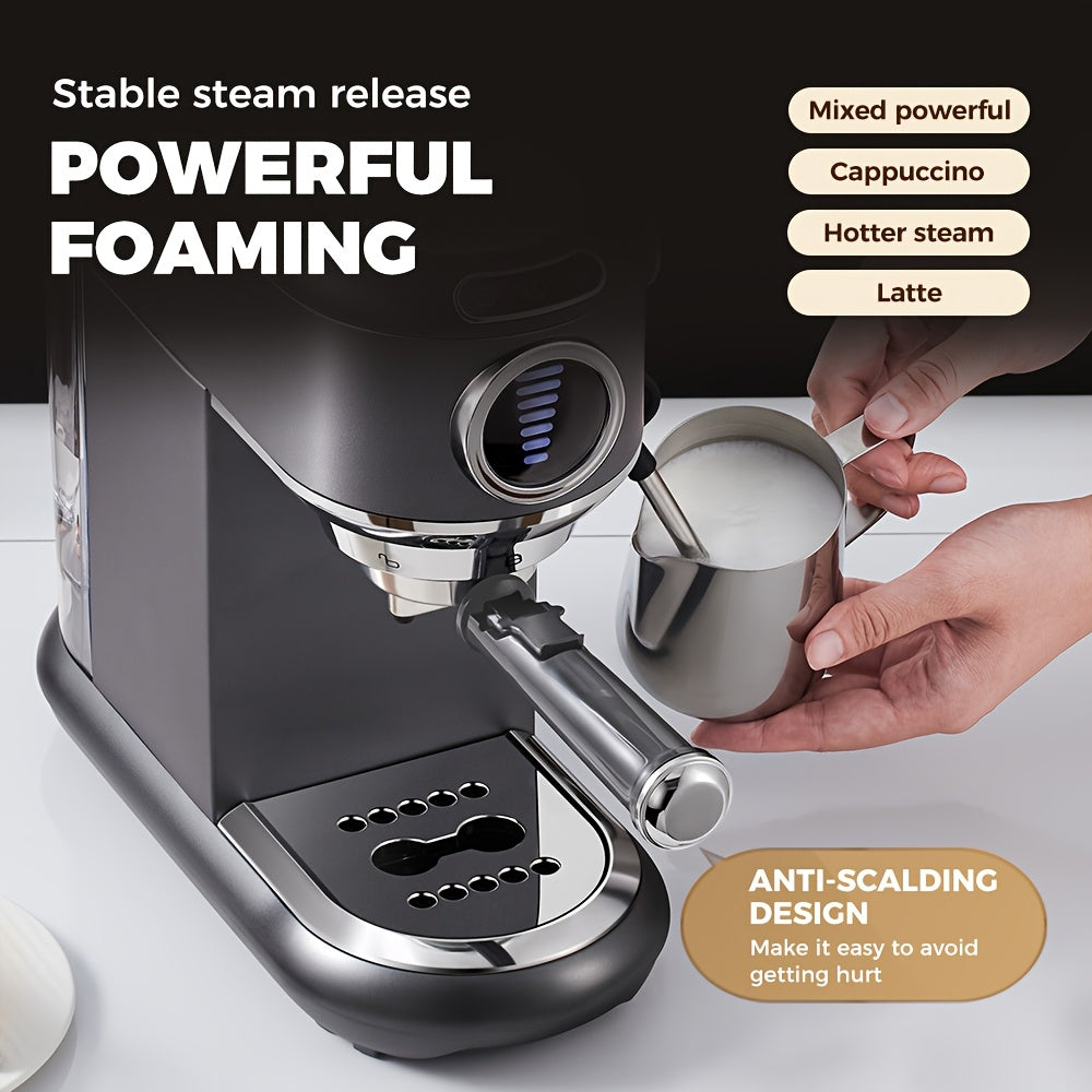 CAFELFFE Cold/Hot Semi-Automatic Espresso Machine, Stainless Steel Multi-Function Latte & Cappuccino Maker with Built-in Milk Frother/Steam Wand, Upgraded 7-Level Water Volume Control, Compatible with Ground Coffee & ESE Pods