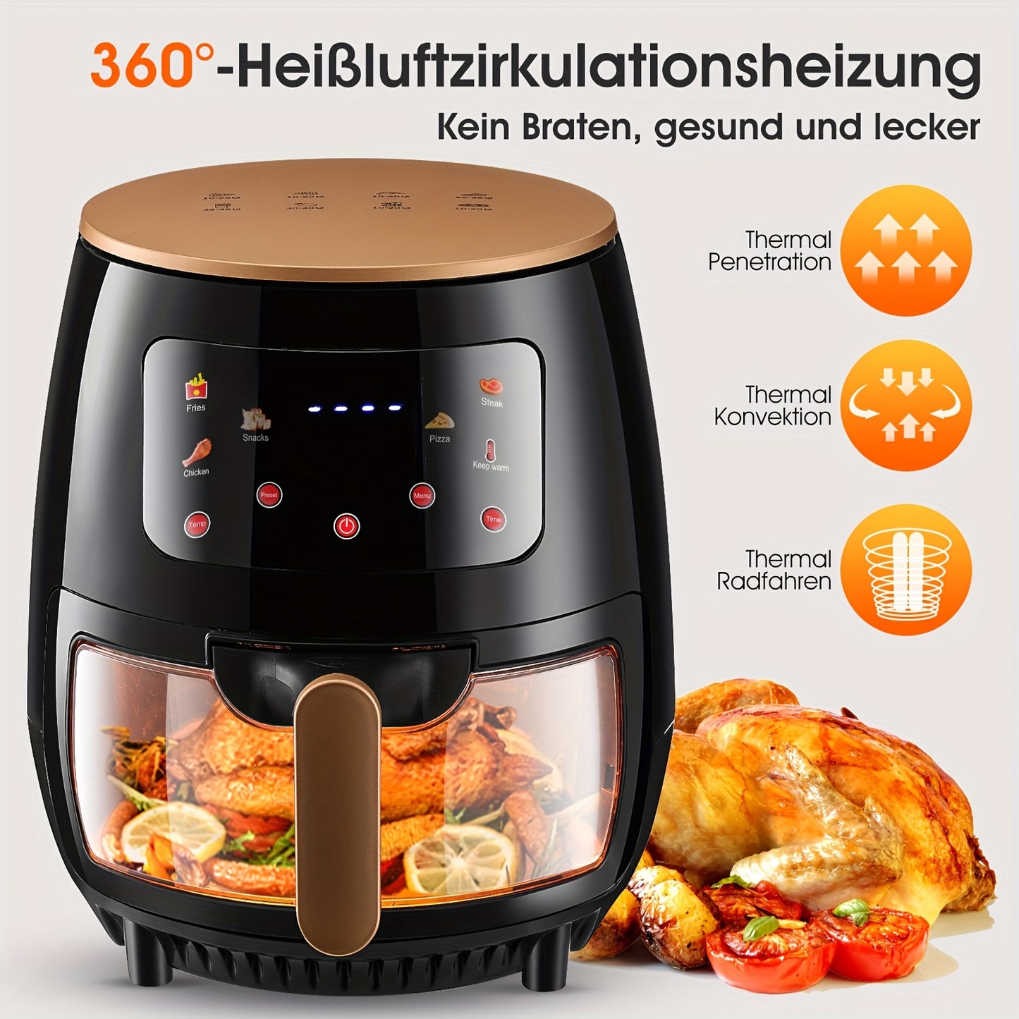 Air Fryer 6.5L 9L 10.5L Oilless 1800W Large Capacity Oven Air Fryers Healthy Cooker With 10 Preset, Visual Cooking Window, Non-Stick Basket, Dishwasher Safe