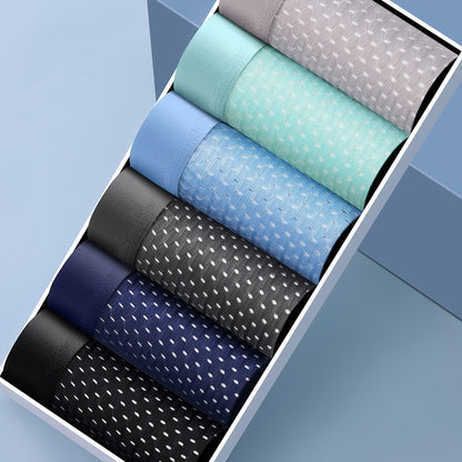 6-Piece Men's Breathable Underwear - Moisture-Wicking No-Show Boxer Briefs, Mid-Stretch Solid Color for Running & Summer, Sexy Comfort Fit