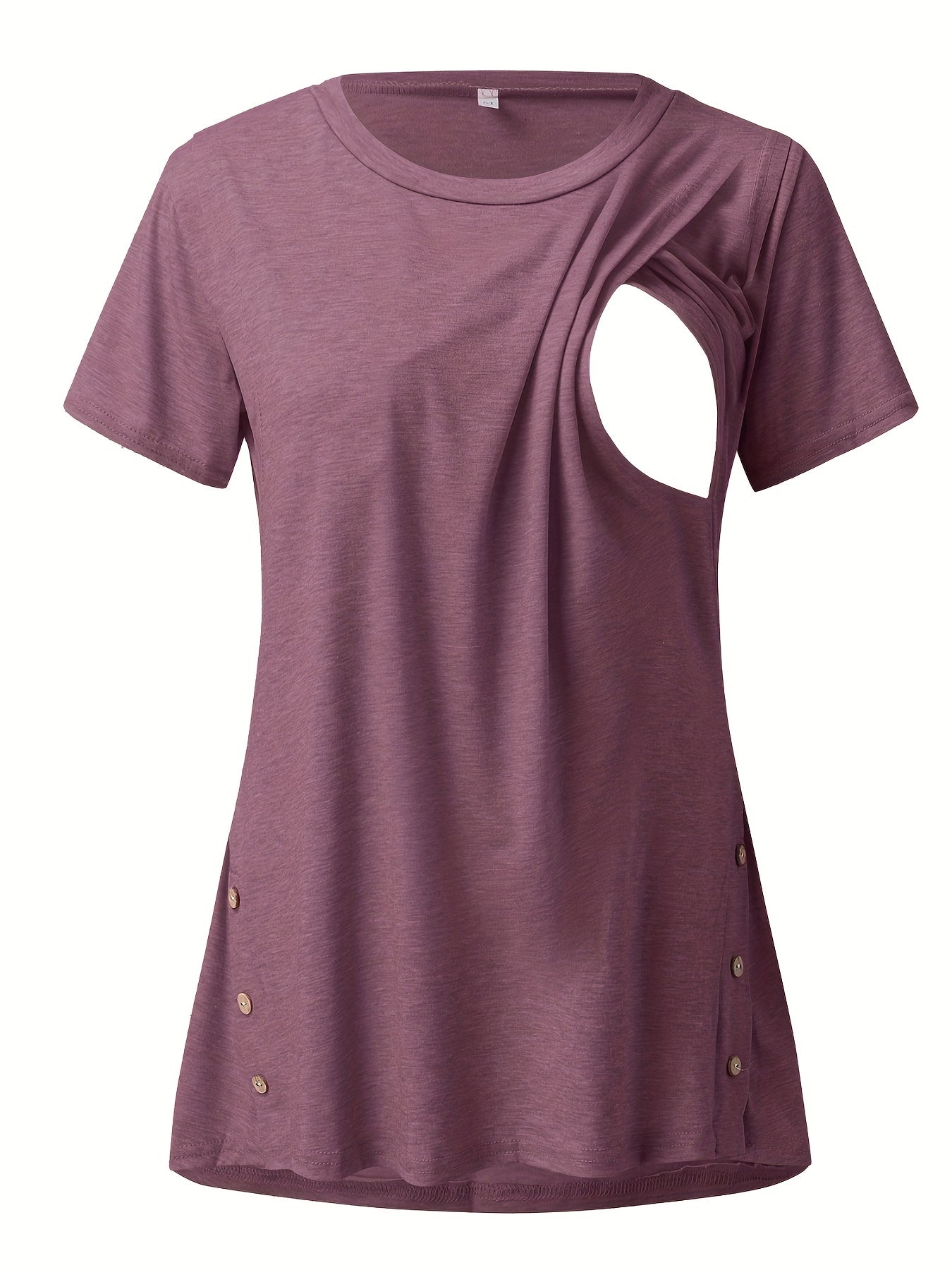 Women's Maternity Nursing T-shirt, Casual Mid Stretch Breathable Breastfeeding Pregnancy Top For Outdoor