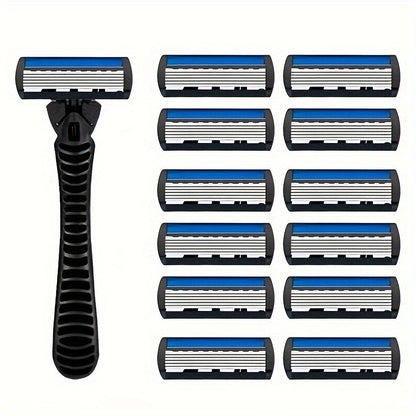 Men's Manual Razor, 6-layer Blades Razor, Non Slip Handle, Classic Men's Shaving Tools For Daily Use