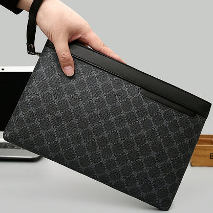 Stylish Men's wristlet, handbag, envelope bag, made of PU material that is scratch-resistant and durable, suitable for outings, parties, work commuting, multiple pockets, exquisite floral pattern, simple casual trendy Men's w