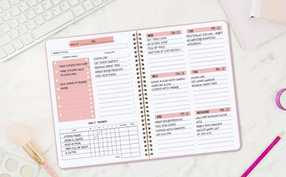 1pc Trees Spiral Undated A5 Daily Weekly Notebook Planner Agenda, Stationery Office School Supplies, Record Daily Plans To Achieve Future Goals, 21.08*13.97 Cm, 52 Sheets