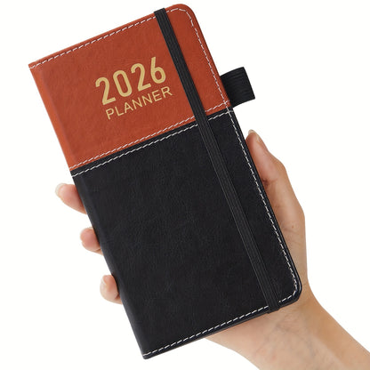2026 Compact Planner, January 2026 to December 2026. Small monthly and weekly calendar, wallet size, 9.65 cm x 17.78 cm, with elastic band and pen loop, suitable for homeschooling or a Halloween gift.