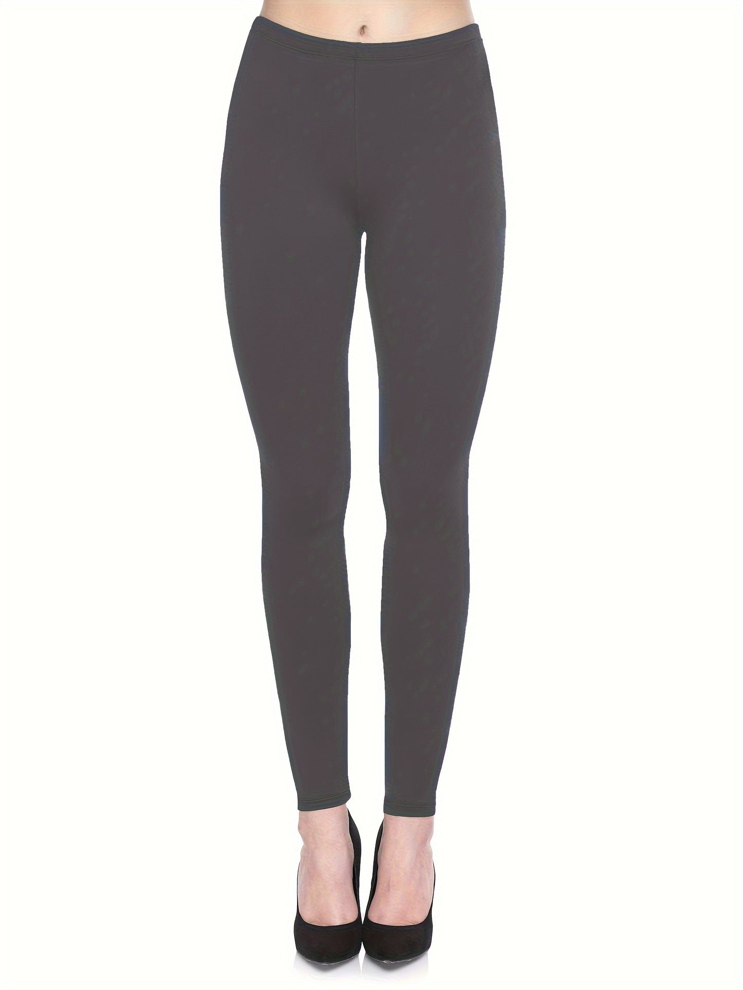 3-Pack High-Elasticity Slim-Fit 9/10 Length Pants - Solid Color Tight Waist All-Season Trousers, Machine Washable &amp; Dry Cleanable, Casual to Dressy Wear (Compatible with Skirts/Blouses) - Bulk Pack for Cost Savings &amp; Easy War