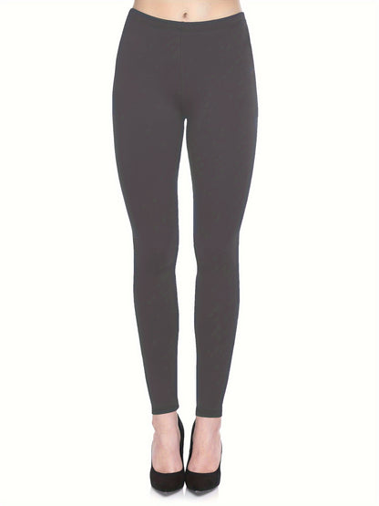 3-Pack High-Elasticity Slim-Fit 9/10 Length Pants - Solid Color Tight Waist All-Season Trousers, Machine Washable &amp; Dry Cleanable, Casual to Dressy Wear (Compatible with Skirts/Blouses) - Bulk Pack for Cost Savings &amp; Easy War