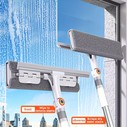 2-in-1 Glass Wiper, Multi-Functional Plastic &amp; Stainless Steel Window Cleaning Tool, Ideal for Bathroom, Outdoor, Wall, Floor, and Glass Surfaces
