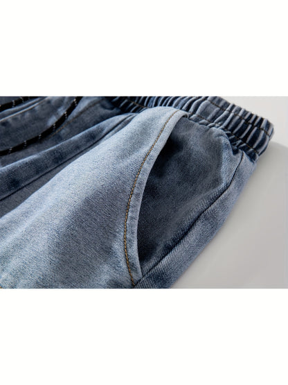 Classic Men's Denim Shorts - Casual Regular Fit Mid-Rise Drawstring Waist Lightweight Summer Shorts for Fishing, Hiking & Daily Wear, Jean Shorts