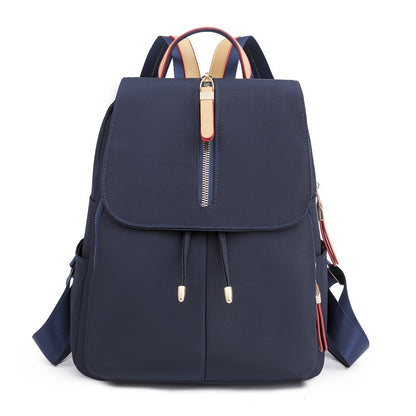 Stylish Women's Nylon Backpack - Trendy Korean Fashion Schoolbag with Multiple Compartments, Adjustable Straps & Zipper Closure in Black, Peacock Blue, Royal Blue, Lavender, or Light Purple, Versatile Carryall | Trendy School