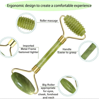 5pcs Luxurious Facial Care Kit - Rejuvenating Ice & Jade Roller, Gua Sha Tool, Soft Silicone Brush for Glowing Skin, Eye Massage, and Relaxation - Fragrance-Free, Battery-Free, Easy to Use, and Portable