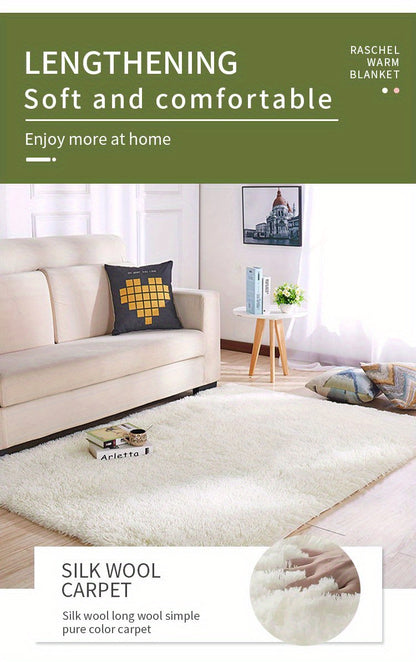 1pc Ultra Soft Plush Rug, White Large Area Rug, Non-slip Fluffy Shaggy Rug, Waterproof Shaggy Throw Rugs For Living Room Bedroom Nursery Room, Game Room Dormitory Carpet, Teenage Room Decoration, Room Decor