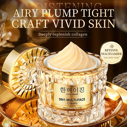 Korean Beauty Five-in-One Multi-Effect Cream for Tightening Light Beige, Deeply Replenishes Collagen, Hydrates and Moisturizes, Non-Greasy and Easy to Absorb, Plant-Based Squalane