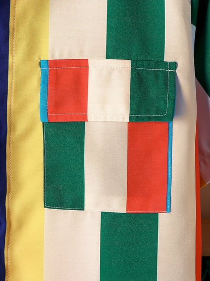 2pcs Boys Teen Casual Striped Short Sleeve Shirt &amp; Pocket Side Shorts Set Clothes For Summer