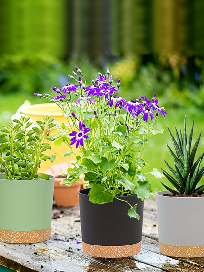 4pcs, 12.7 cm Flower Pots, Indoor Plant Pots with Drainage Holes and Removable Base, Saucer Style Modern Decoration for Outdoor Garden Planters