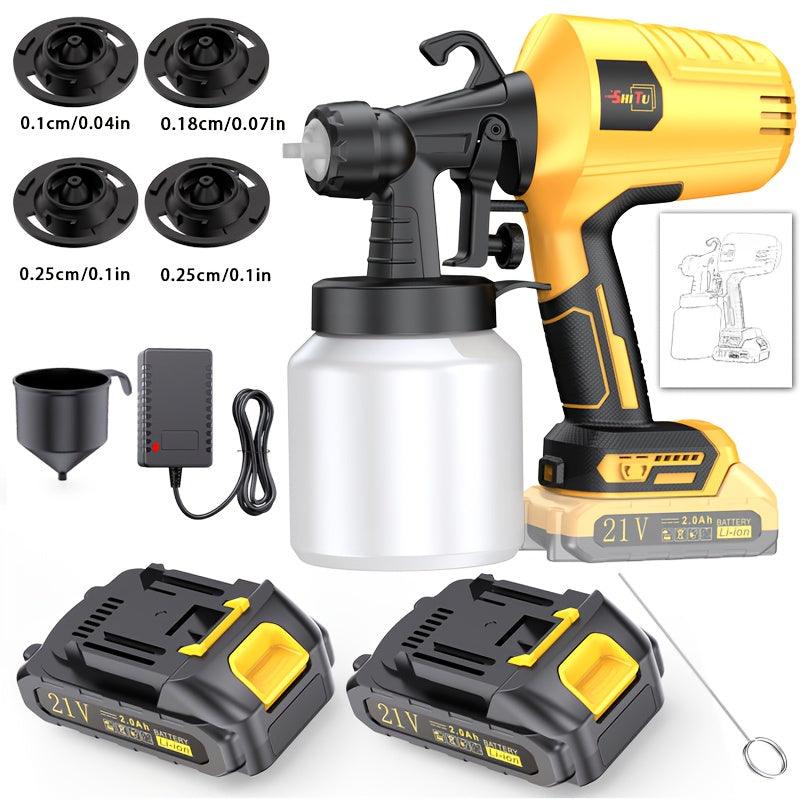 2025 New Model Wireless Paint Sprayer with Cordless High-Pressure Spray Gun - Heavy-Duty Battery-Powered Paint Gun with Ergonomic Handle, Easy-Clean Design &amp; Large Paint Tank for Indoor/Outdoor Walls, Wood, Furniture, DIY Project