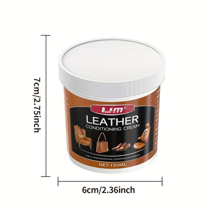 KJM Leather Conditioner and Restorer Cream - 150ml, Deep Conditioning and Protection for Car Seats, Sofas, Jackets, Shoes, Bags, and Apparel, Adds Shine and Protects, Restorative Care | Restorative Care | ABS Consistency, Lea
