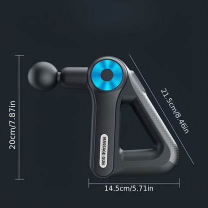 Portable USB Rechargeable Massage Gun Featuring 9 Interchangeable Heads for Comprehensive Body Massage, Including Deep Tissue for Back And Arms. This Handheld Electric Muscle Massager Is Ideal for Sports And Fitness Enthusias