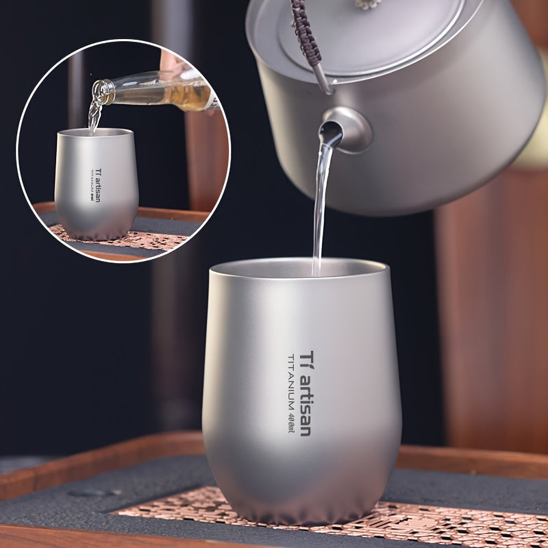 Caneca Tiartisan em titânio para exterior, 255ml/400ml, com parede dupla, ideal para chá e café, perfeita para campismo e piqueniques. Leve e portátil.