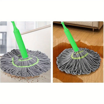 1pc Super Absorbent Rotary Mop with Green Handle - Ideal for Home, Kitchen, School, Office, Bathroom & RV Travel - 7pcs Set | Easy-to-Clean Microfiber Mop Head & Bucket