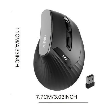 2.4GHz Wireless Vertical Mouse with Visible Battery Display, 6 Keys, Ergonomic Design, Plug and Play for Office and Study