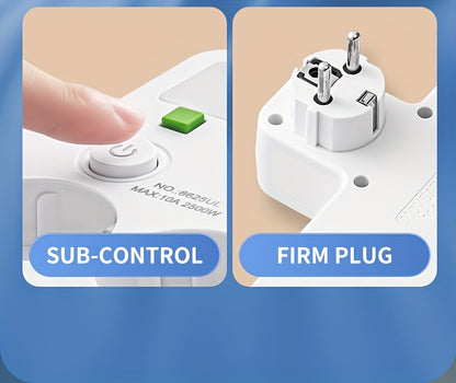 Plug Converter Socket with 5 Sockets, Multi-Port Wall Socket with Independent Switch And Small Night Light Adapter