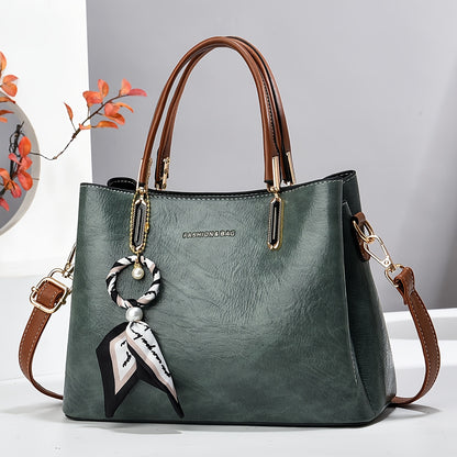 Bolsa de senhora CHROSGEKEIDI em tecido genuíno com alça removível - Grande capacidade, fecho de correr, elegante bolsa preta para uso diário, presente perfeito para mães ou familiares, bolsa versátil | Bolsa elegante | Forro em poliéster, tamanho pequeno